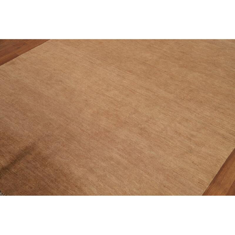 Gold Brown Modern Gabbeh Oriental Area Rug Hand-Knotted Wool Carpet - 5'5" x 8'2"