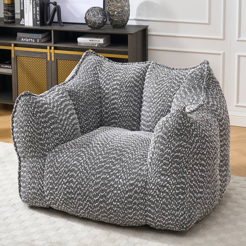 Chenille Fabric Bean Bag Chair Living Room Accent Chair Lazy Sofa