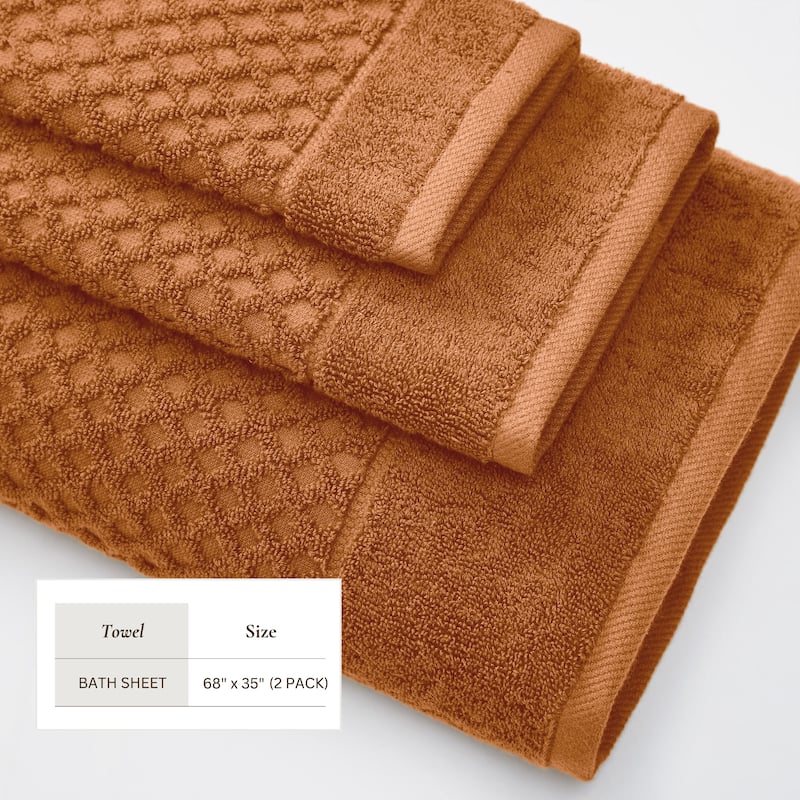 Linery & Co. Cotton Diamond Waffle Texture Bath Towels