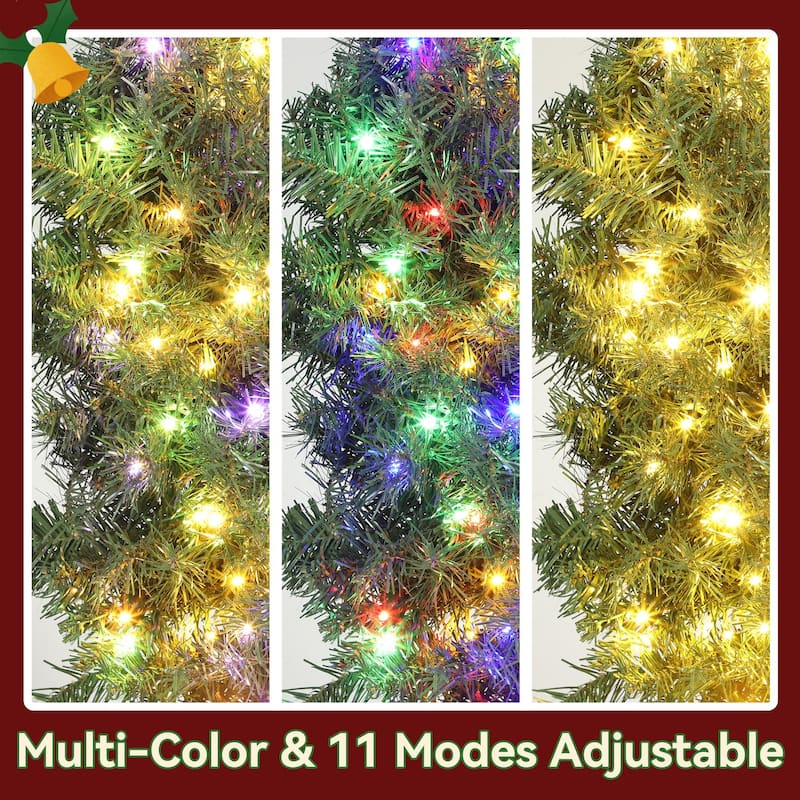 HOMCOM 36in Pre-Lit Xmas Wreath: 140 LED, 11 Modes, Remote, 3D Bow, Indoor/Outdoor