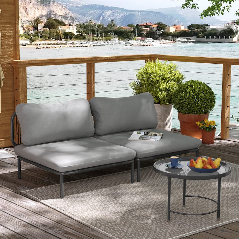 VredHom Outdoor Sectional Sofa Patio Furniture Sets - Dark Grey - Set of 2