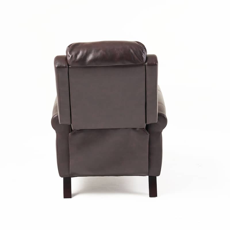Faux Leather Recliner Chair for Living Room, Mid-Century Modern Pushback Single Lounge Sofa with Thicker Cushion & Wooden Legs