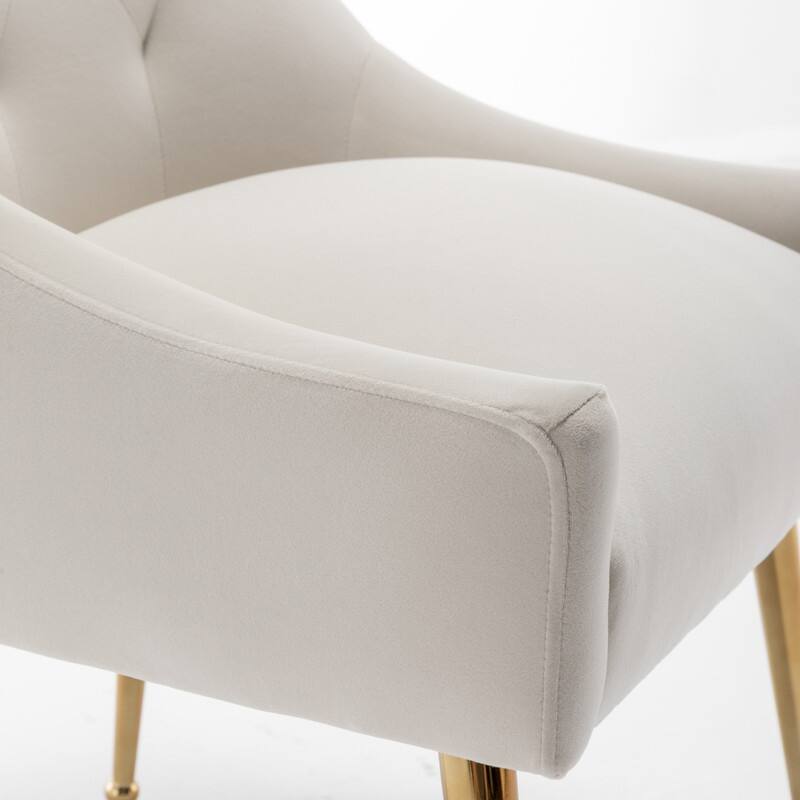 SEYNAR Modern Velvet Dining Chairs Set of 4, Upholstered Accent Chair Tufted Back Armless Chair with Back Pull