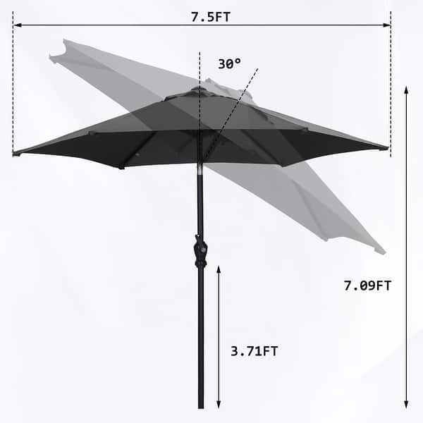 dimension image slide 9 of 17, Autlaycil 7.5FT Patio Umbrella with Tilt and Crank