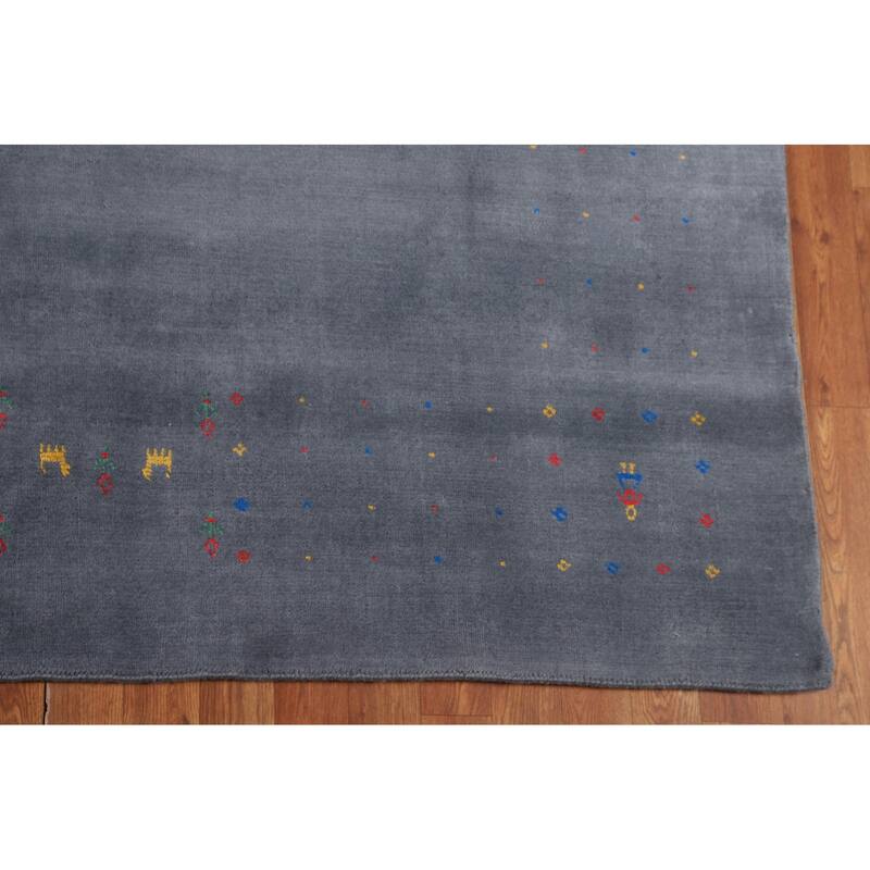 Tribal Gabbeh Area Rug Handmade Wool Carpet - 7'9"x 9'10"