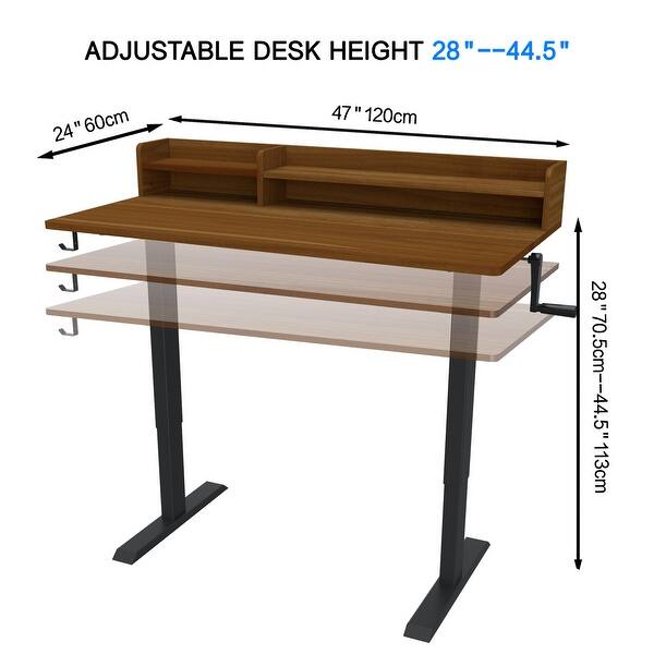 Manual Height Adjustable Office Desk with Bookshelf Overstock 35193465