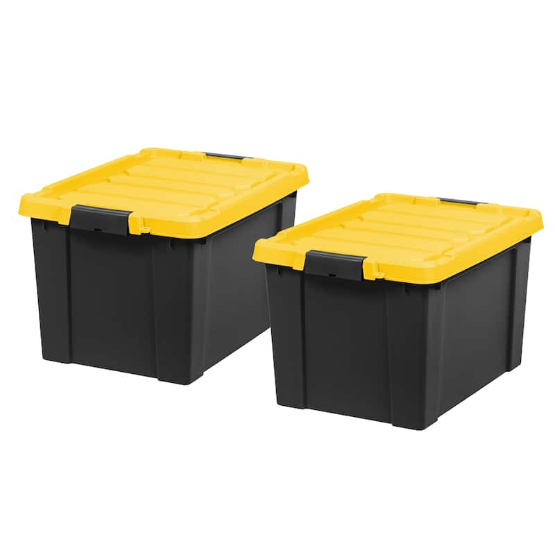 IRIS USA® STOR-IT-ALL 78.50 Qt Buckle Lid - Black - Set of 2