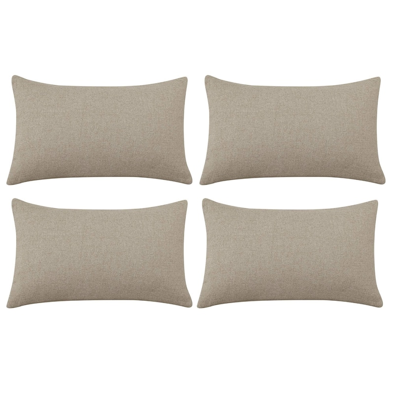 Deconovo Faux Linen Throw Pillow Covers 4 PCS(Cover Only) - 12"x20" - Taupe