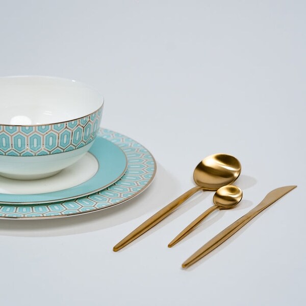 Ozarke Tiffany Blue 12-Piece Plate Sets Ceramic Bone China