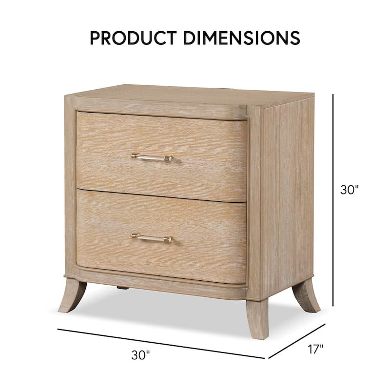 Furniture of America Kian Modern 2-Piece Natural Oak Solid Wood Panel Bed and Nightstand Set