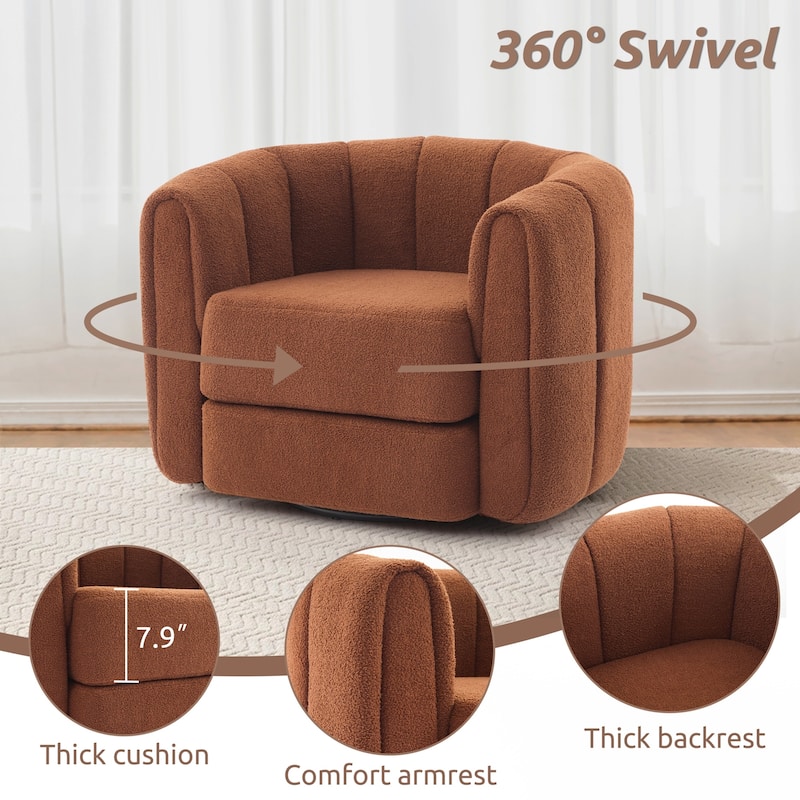Accent Barrel Chair, Modern Round Armchairs with Upholstered, Comfy Swivel Accent Chair for Living Room