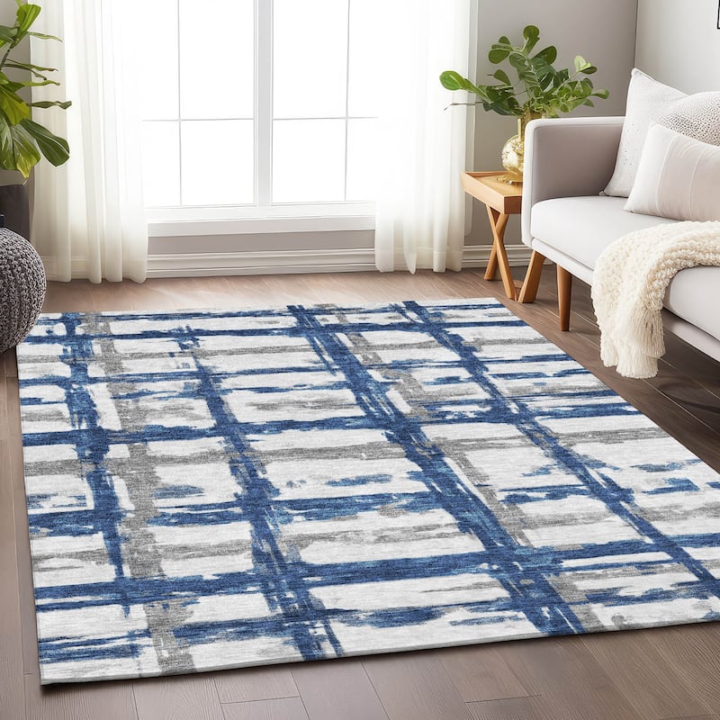 Premium Washable Super Soft Transitional Mayfield Rug - Navy - 5' x 7' 6" - Rectangle