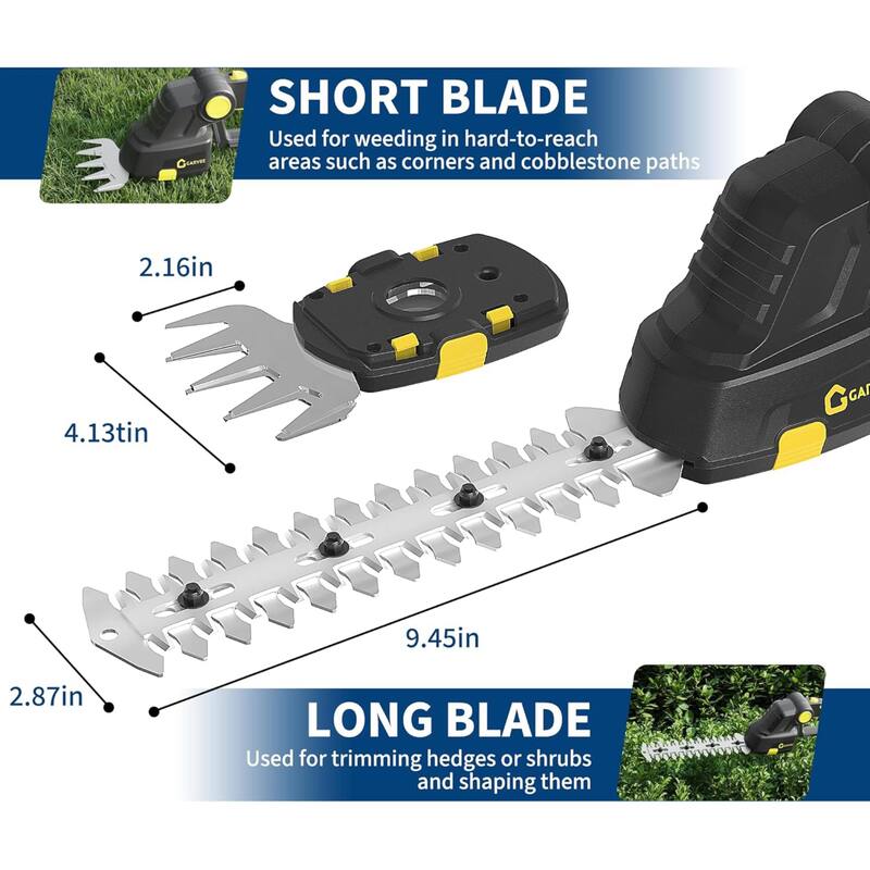 Cordless 2 in 1 Grass Shear Hedge Trimmer for Yards, Gardens, Lawn Care