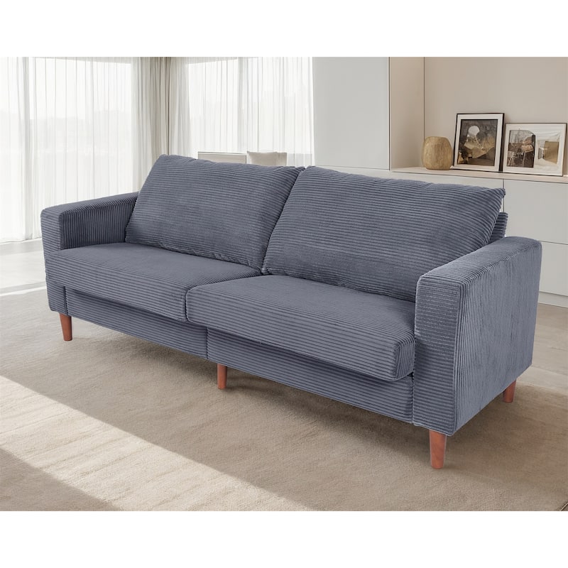 82 Inch Sofa, Comfy Sofa Couch Extra Deep Seats, Corduroy Couch for Living Room Loveseat Removable Sofa Cover Cushions - Grey