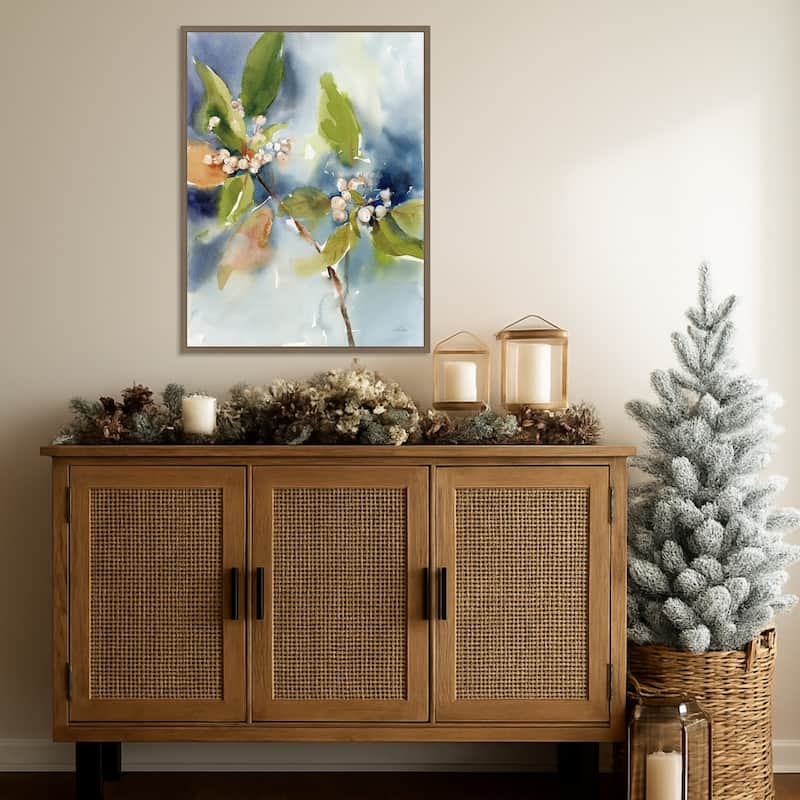 Winter Berries by Katrina Pete (23 x 30 in.), Framed Canvas Wall Art Print - Sylvie Dark Gold