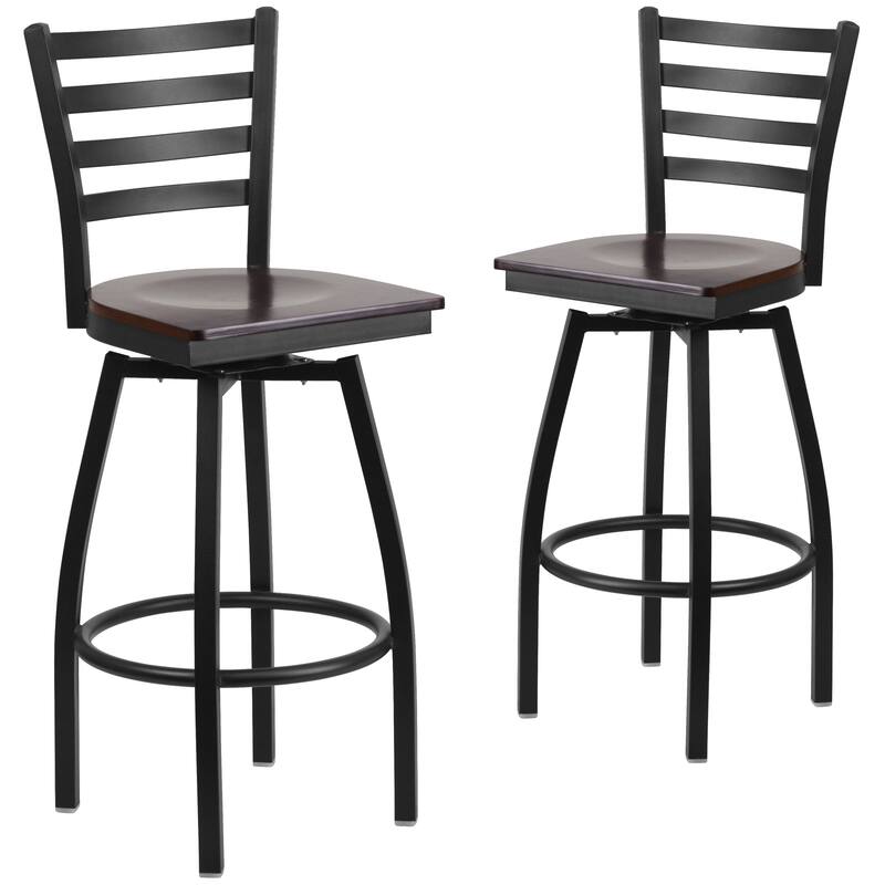 2 Pack Hercules Series Ladder Back Swivel Metal Barstool - 16.5"W x 20.5"D x 44.5"H - 16.5"W x 20.5"D x 44.5"H