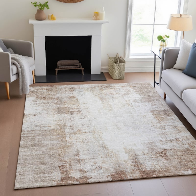 Machine Washable Indoor/Outdoor Abstract Solid Chantille Rug