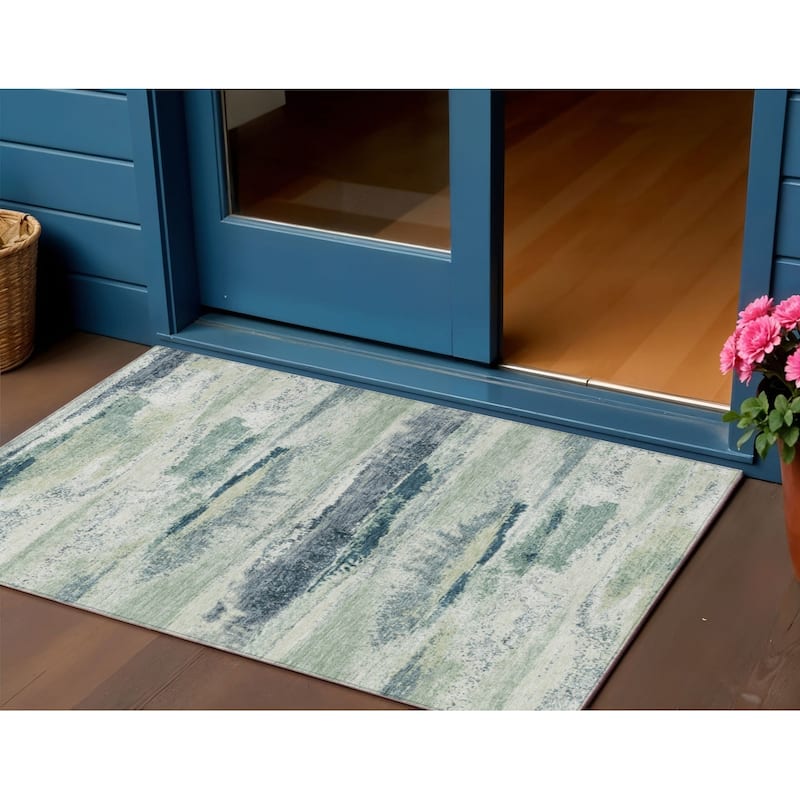 HomeRoots Abstract Transitional Rectangle Outdoor Rug - 3' x 5'