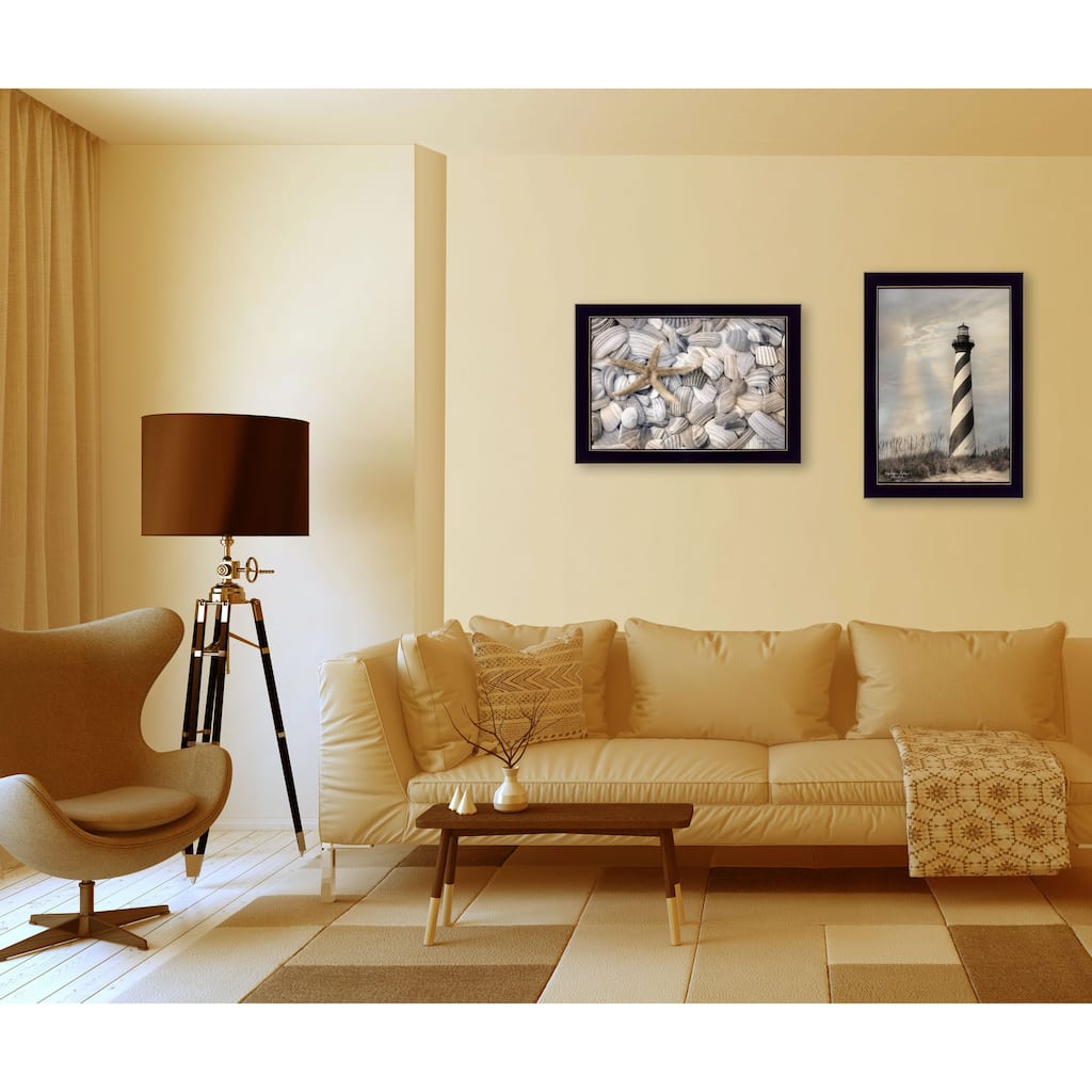 TrendyDecor4U "Cape Hatteras Lighthouse and Sea Shells Collection" 2-Piece Vignette by Lori Deiter