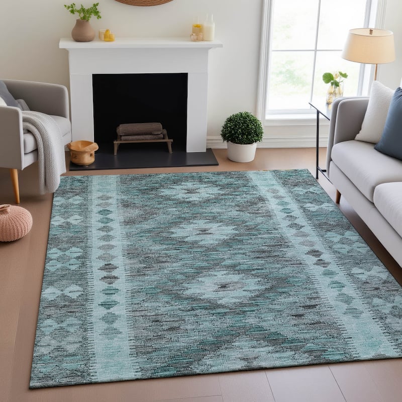 Premium Washable Super Soft Global Boho Mayfield Rug - Teal - 2'6" x 3'10"