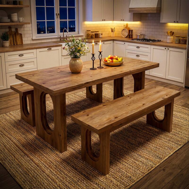 43-Inches Solid Wood Dining Bench for Kitchen / Dining Room / Entryway - 43.31" L x 13.78" W x 17.72" H