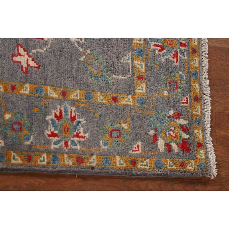 All-Over Gray Floral Kazak Oriental Accent Rug Handmade Wool Carpet - 3'4"x 5'0"