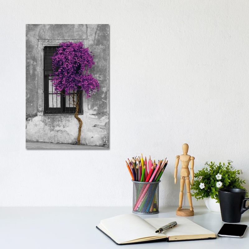 iCanvas "Tree in Front of Window Purple Pop" Canvas Print - 12x8x0.75