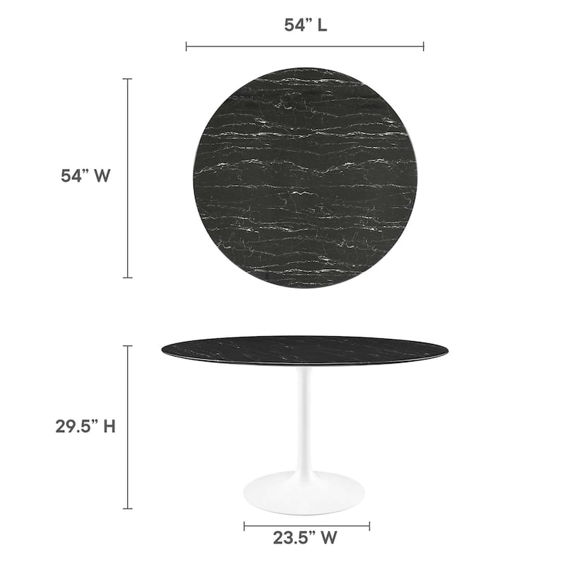 Lippa 54" Round Artificial Marble Dining Table - Black