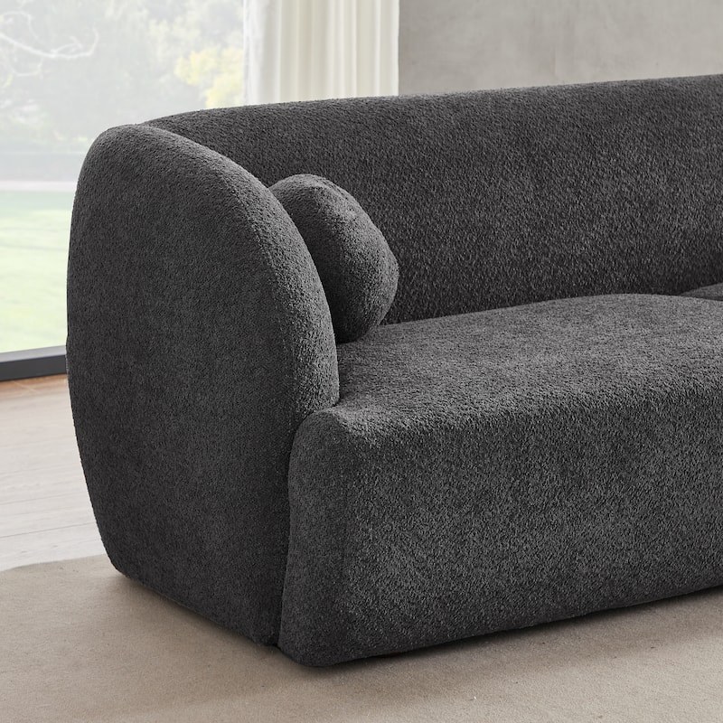 Quern Japandy Style Luxury Comfy Modern Boucle Fabric Curved Sofa