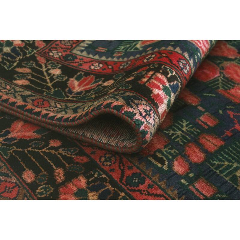 Fine Vintage Distressed Gulmarzhan Blue/Red Rug - 6'7" x 9'2"