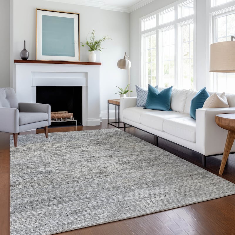 Premium Washable Super Soft Solid Ombre Mayfield Rug - Silver - 5' x 7' 6" - Rectangle