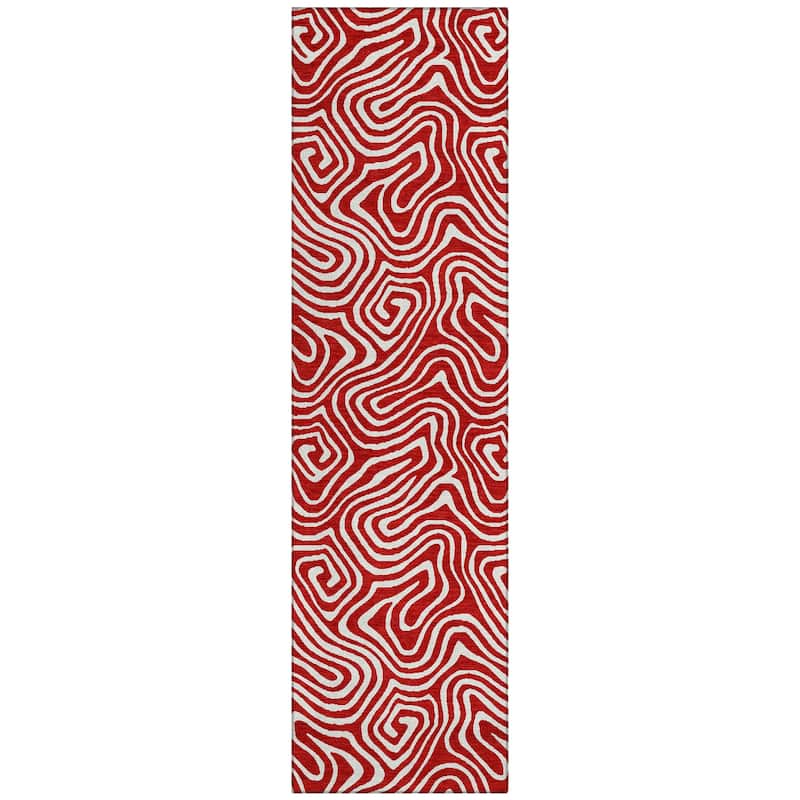 Machine Washable Indoor/ Outdoor Modern Trance Chantille Rug