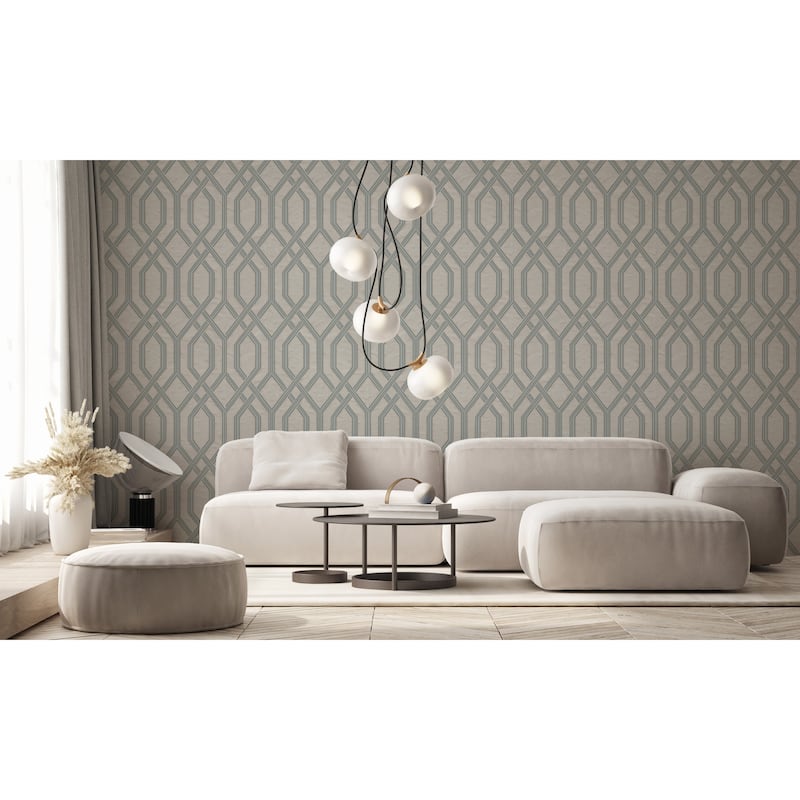 Modern Flocked Geometric Embossed Wallpaper - Silver