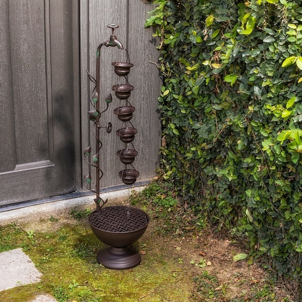slide 2 of 11, 36-inch 6 Hanging Cup Tier Layered Floor Fountain