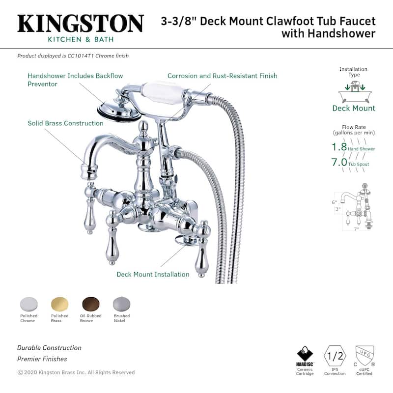 Kingston Brass Vintage Deck Mounted Clawfoot Tub Filler with Personal
