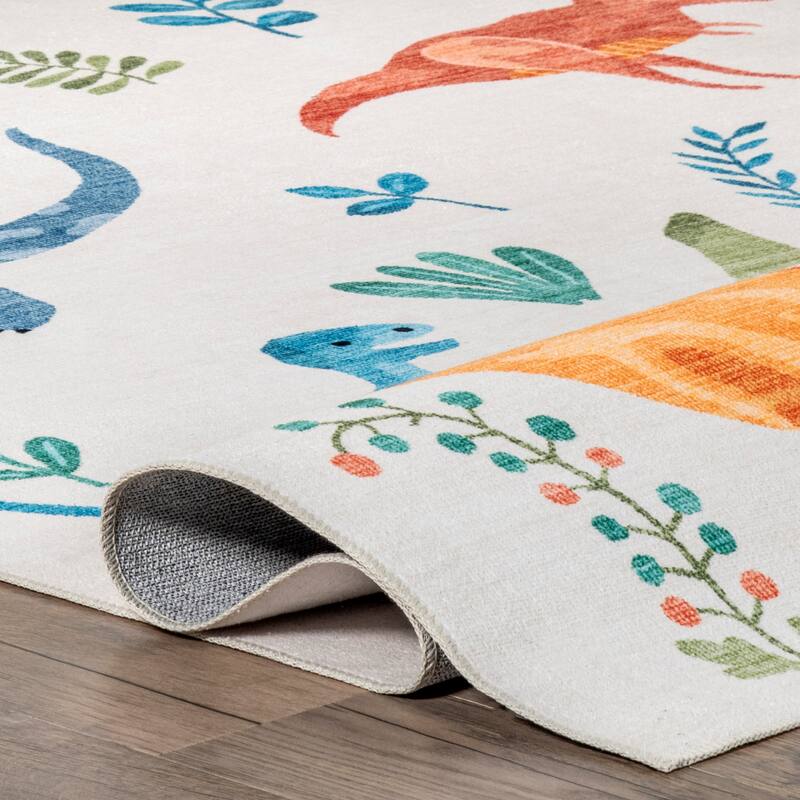 Nuloom Pavani Dinosaur SplashGuard Machine Washable Kids Area Rug