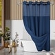 preview thumbnail 12 of 17, No Hook Slub Linen Texture Shower Curtain with PEVA Snap-in Liner