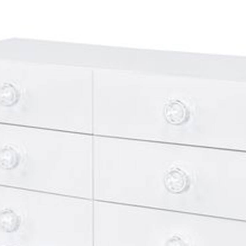 Dresser with 6 Drawers and Angled Metal Feet, White