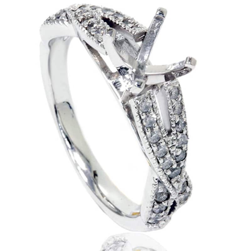 1/2ct Vintage Infinity Diamond Ring Setting White Gold