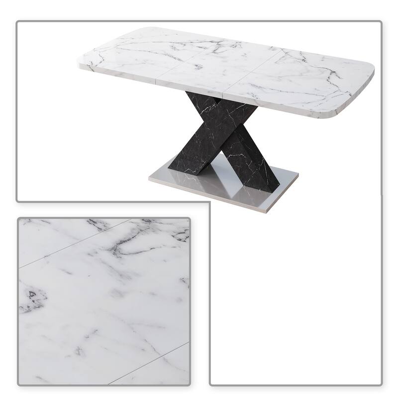Elegant Stylish Stretchable Wooden Dining Table with Self-Storage Leaf