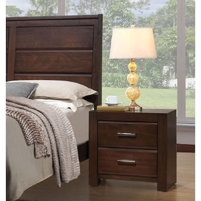 Wooden Nightstand with 2 Drawers in Walnut