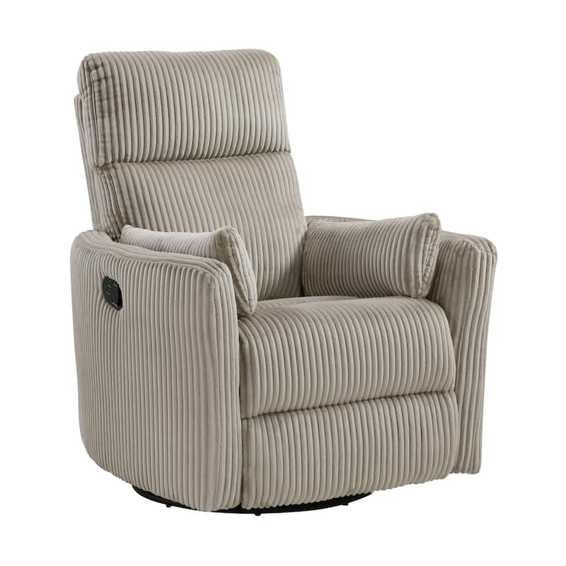 Braidy Corduroy Swivel Glider Manual Reclining Chair - Taupe