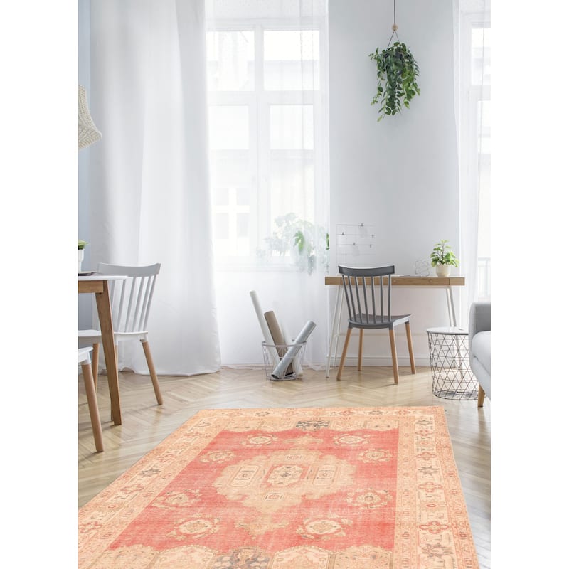 ECARPETGALLERY Hand-knotted Antalya Vintage Light Red Wool Rug - 8'1 x 10'9
