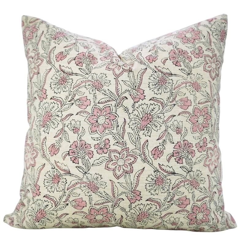 Fabdivine Soft Pink Pillowcase Floral Throw Home Decorative 14x20 Inch Cushion Cover for Living or Bedroom, Jarul