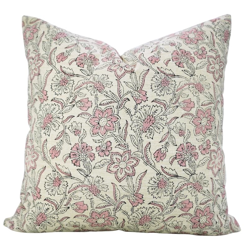 Fabdivine Soft Pink Pillowcase Floral Throw Home Decorative 24x24 Inch Cushion Cover for Living or Bedroom, Jarul