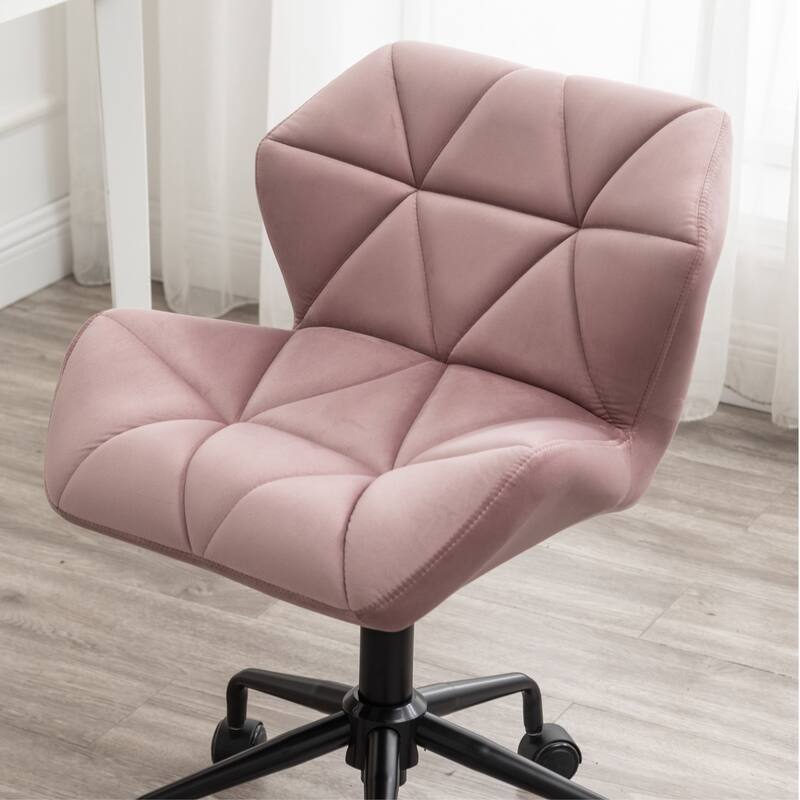 Luxury Velvet Upholstered Decorative Chairs Executive Chairs, Mauve Adjustable Height Swivel Chairs Computer Task Chair