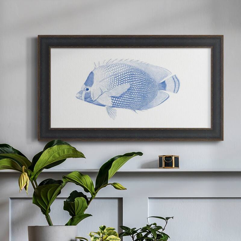Blue & White Tropical Fish VI Premium Framed Canvas- Ready to Hang