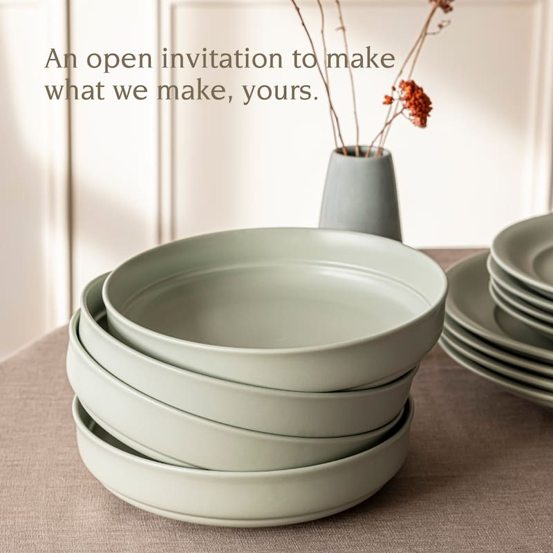 over&back Rimmed Semi-Matte Stoneware Dinner Bowls - 32oz