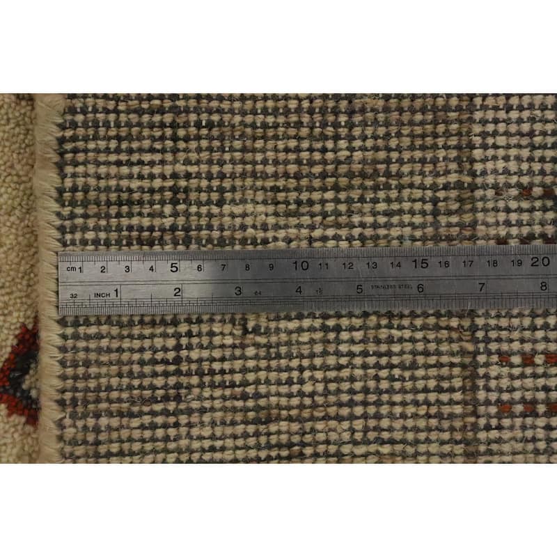 Hand Knotted Oriental 100% Wool Carpet Modern Geometric Beige & Ivories Gabbeh Area Rug - 10' 2'' X 8' 4''