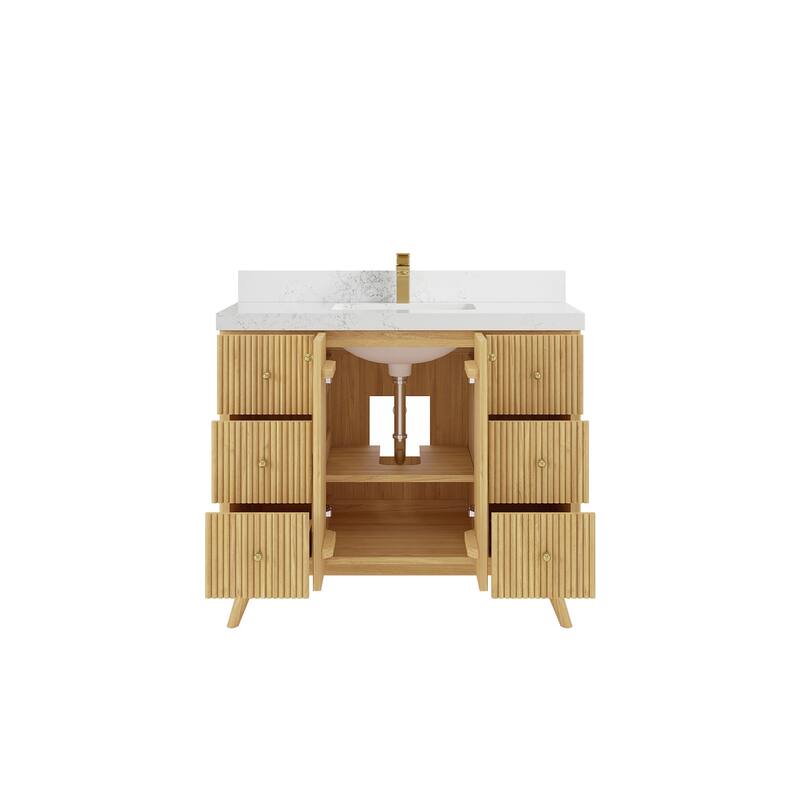 Willow Collections 42 in. W x 22 in. D Pasadena Solid TeakSingle Sink Bathroom Vanity with Countertop